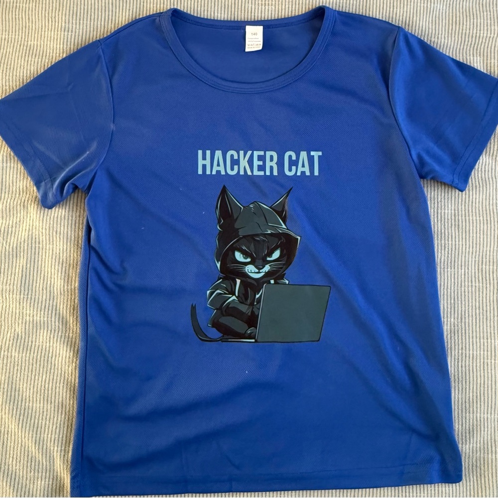 Hacker Cat Blue Short Sleeve Tee
